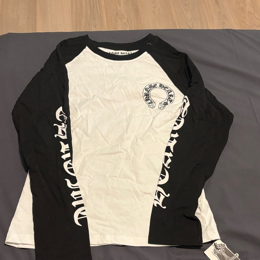 Chrome Hearts Black and White Long Sleeve Graphic Tee